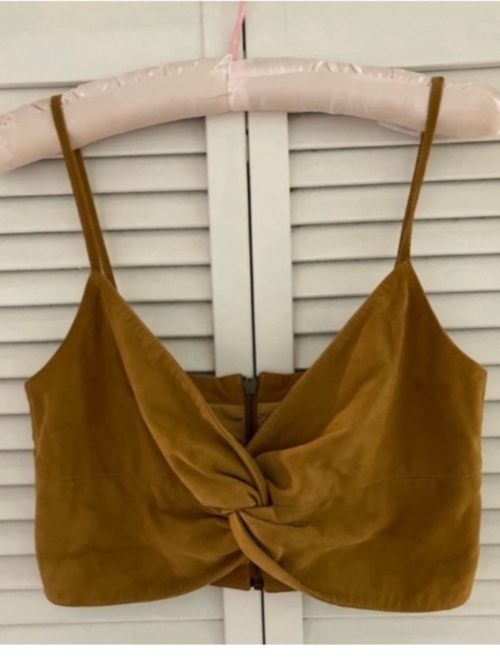 Michelle Mason Suede Twist Crop Top in Mustard Size 0
